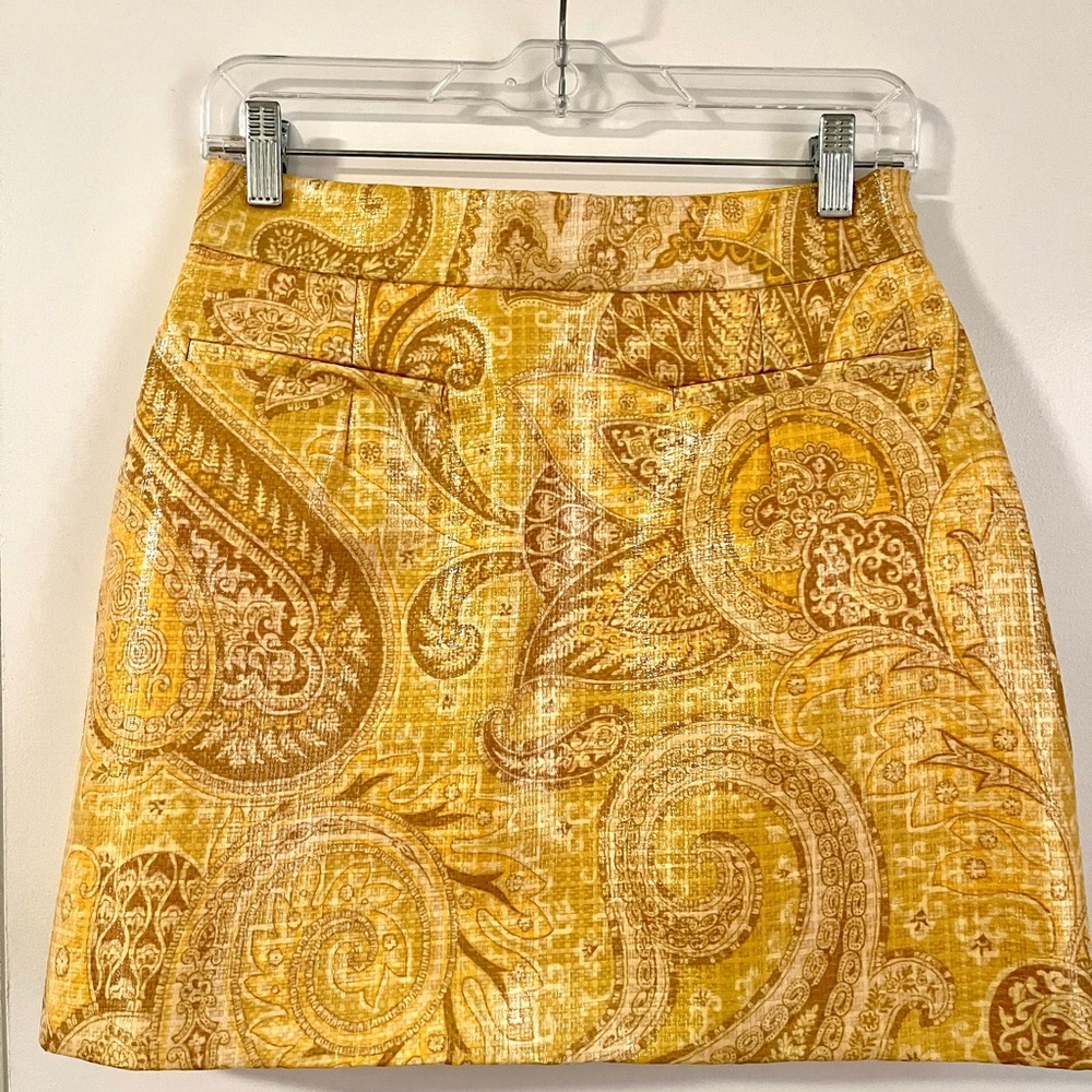 Etro Coated Yellow Paisley Mini Skirt - Picture 5 of 9